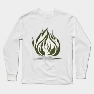 Fire Olive Green Shadow Silhouette Anime Style Collection No. 298 Long Sleeve T-Shirt